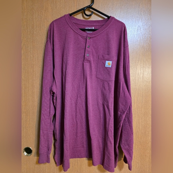 Carhartt Men's Plum Long Sleeve Henley Shirt 3XL - Picture 1 of 4